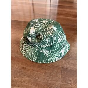 Levi’s Tropical Palm Leaf Bucket Hat Green White Cotton Size M 23in